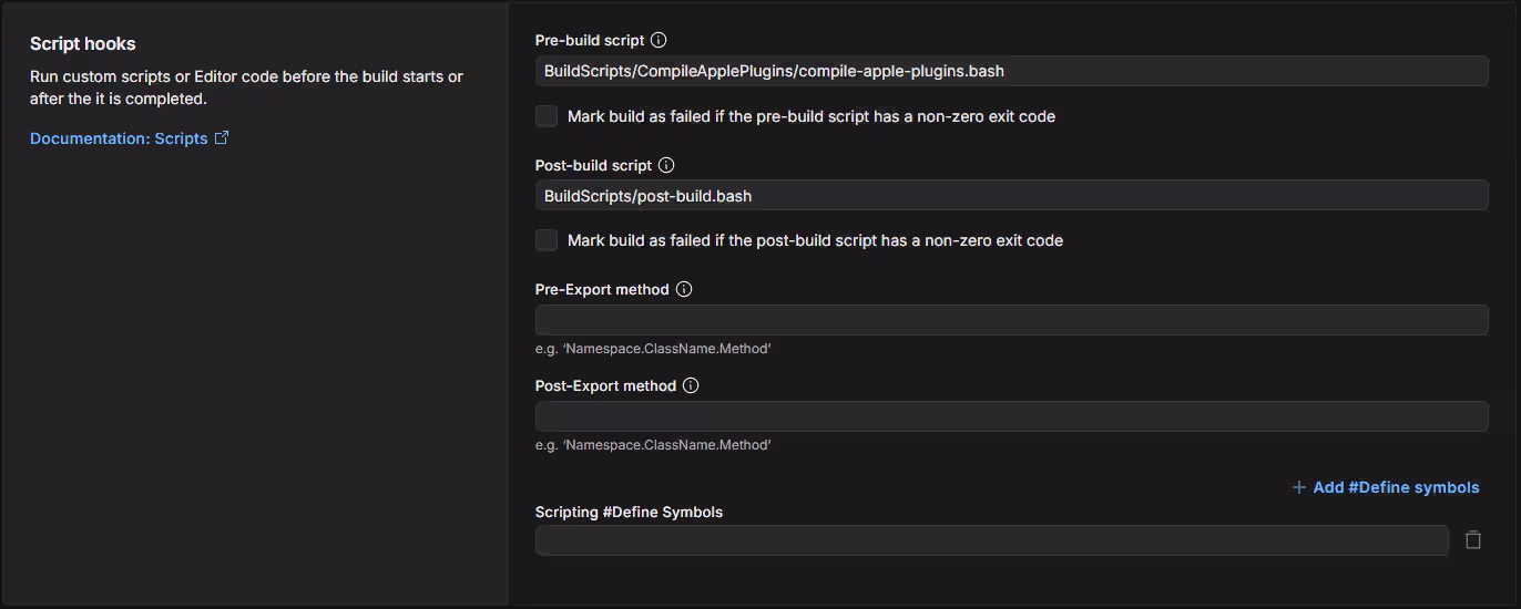 Setup unity pre build script