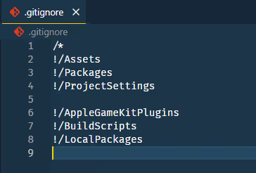 Game root folder gitignore file