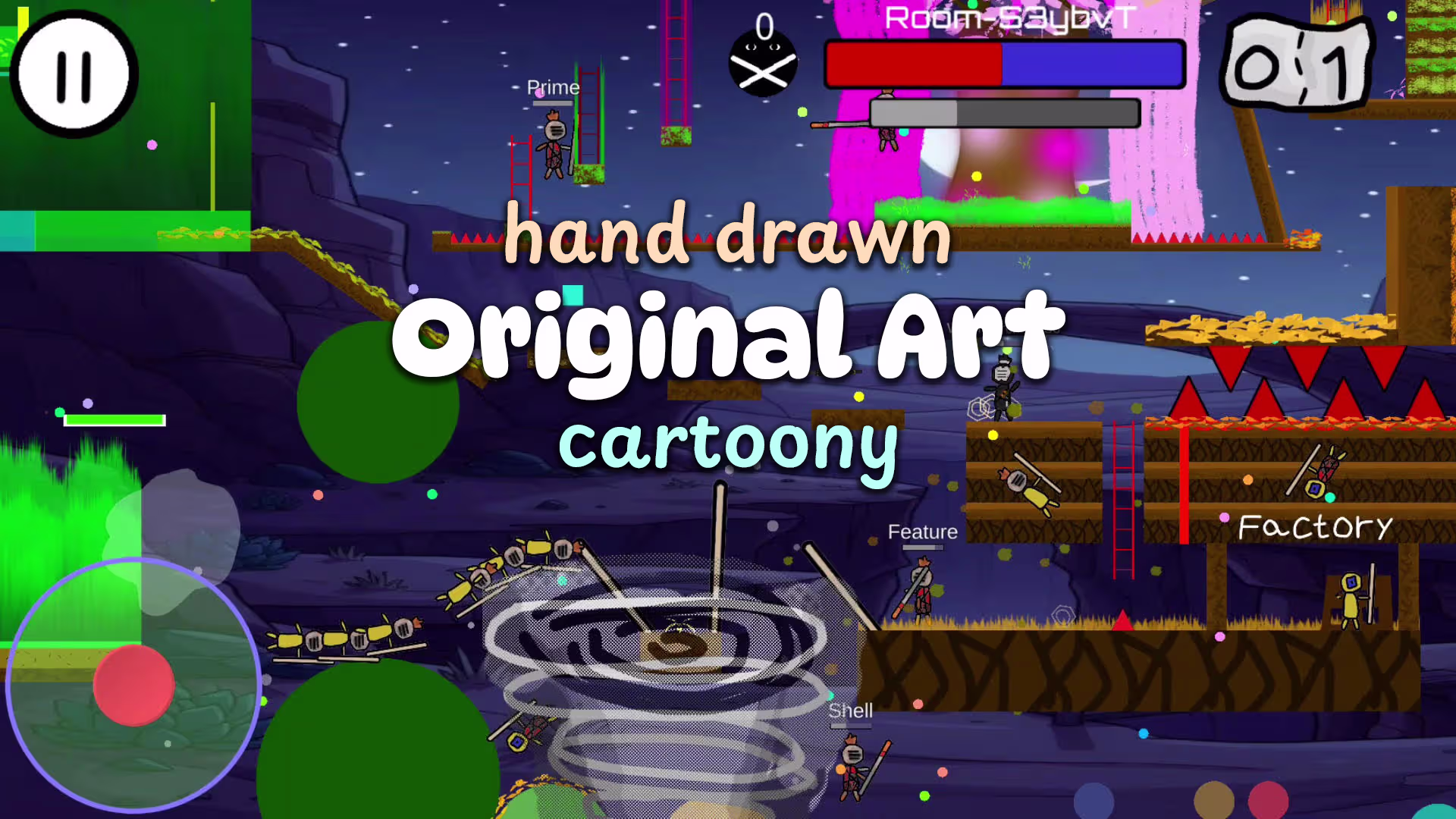 For The Battle arena stickmen fight hand drawn cartoony art style